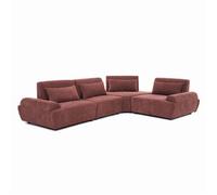 Canapé d'angle modulable 4 places dossier ajustable 340 cm rouge brûlé Callisto Oviala