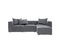 Canapé d'angle modulable 4 places en tissu chiné gris foncé KERRY