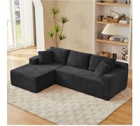 Canapé d'angle modulable 4 places en tissu - YEAVIO - mousse et ressorts, déhoussable, noir