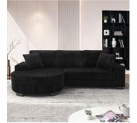 Canapé d'angle modulable 4 places EVRYAE 256,5 x 133,5 x 89 cm avec pouf ovale réversible et 2 coussins noir