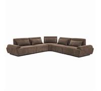 Canapé d'angle modulable 5 places dossier ajustable 340 cm chocolat Callisto, Oviala