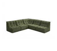 Canapé d'angle modulable 5 places L.250 cm en velours côtelé vert Lizy, Oviala