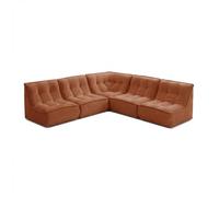 Canapé d'angle modulable 5 places L250 cm en velours côtelé terracotta Lizy, Oviala