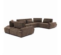 Canapé d'angle modulable 6 places dossier ajustable 462 cm chocolat Callisto, Oviala