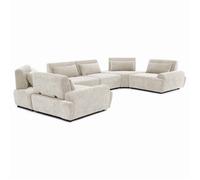 Canapé d'angle modulable 6 places dossier ajustable 462 cm écru Callisto, Oviala