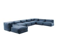 Canapé d'angle modulable 8 places bleu pacific Mixi, Oviala