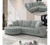 Canapé d'angle modulable - Design en L avec pouf ovale interchangeable - Dimensions 256.5x133.5x89 cm