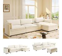Canapé d'angle modulable en chenille, salon et bureau, beige, 315 cm