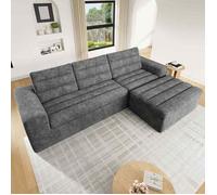 Canapé d'angle modulable en L Canapé nuage 4 places Canapé compressé en chenille avec pouf pour salons chambre - gris clair