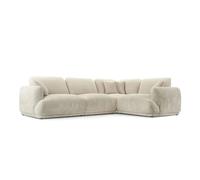 Canapé d'angle modulable petit velours côtelé 4 places Beige Droit