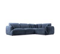 Canapé d'angle modulable petit velours côtelé 4 places Bleu Gauche