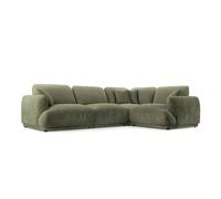 Canapé d'angle modulable petit velours côtelé 4 places Vert Droit