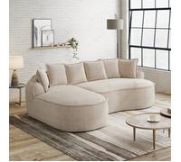 Canapé d'Angle Modulable sans Cadre en Chenille, Canapé Cloud en Mousse, Forme L, Assise Profonde, avec Méridienne, Marron Clair