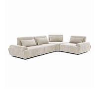 Canapé d'angle modulable tissu 4 places dossier ajustable 340 cm écru Callisto, Oviala