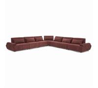 Canapé d'angle modulable tissu 7 places dossier ajustable rouge brulé Callisto, Oviala