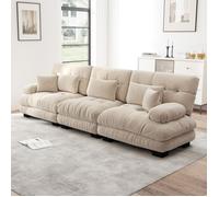 Canapé D'angle modulaire 3 places,canapé-lit en Chenille confortable rembourré pour salon appartement chenille marron clair Canapé