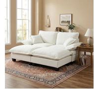Canapé d'angle modulaire,Canapé Nuage avec 2 ottomanes mobile et 2 coussins moelleux,En chenille doux durable,Beige