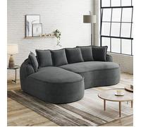 Canapé d'angle modulaire - Cloud - assise extra-profonde 122 cm - tissu chenille gris - mousse 32D