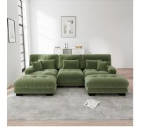 Canapé d'angle modulaire convertible - Cloud - vert chenille - assise profonde « nuage » - modulable U/L