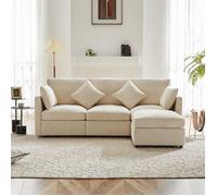 Canapé d'angle modulaire - Convertible en 3 places - Pouf mobile - Dimensions 216x161x81 cm - Tissu chenille doux