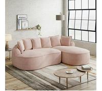 Canapé d'Angle Modulaire en Chenille, Canapé Cloud sans Cadre avec Assise Profonde, Méridienne Moderne XL, Coussins Inclus, Rose