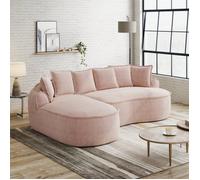 Canapé d'Angle Modulaire sans Cadre, Tissu Chenille, Canapé Cloud en Mousse, Forme L, Assise Profonde, Accoudoirs Larges, Rose