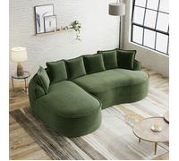 Canapé d'Angle Modulaire sans Cadre, Tissu Chenille Cloud en Mousse, Forme en L, Assise Profonde, Accoudoirs Larges, Chaise Longue