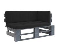 vidaXL Canapé d'angle d'extérieur Palettes Pin imprégné Gris