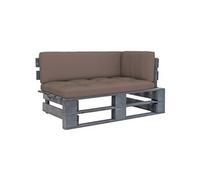 vidaXL Canapé d'angle d'extérieur Palettes Pin imprégné Gris