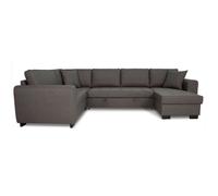 Canapé d'angle panoramique convertible réversible - Tissu Gris - L 313 x P 213 x H 90 cm - HAMILTON - Fabriqué en Ukraine