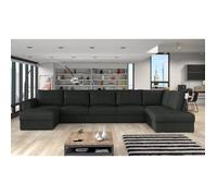 Canapé d'angle panoramique convertible WILO noir angle droit