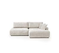 Pivoine - Canapé d'angle ouvert droit 4 places convertible avec coffre en tissu texturé