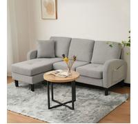 Canapé d'angle - PUGSDRLY - Design modulaire - 3 places - Tissu coton respirant - Pieds plastique