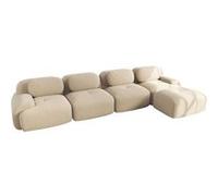 Canapé d'angle quatre places, UWOT, avec rembourrage haute résilience 32D, configuration modulaire, beige Beige