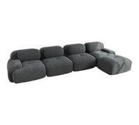 Canapé d'angle quatre places, UWOT, avec rembourrage haute résilience 32D, configuration modulaire, gris Gris