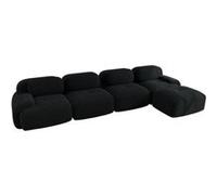 Canapé d'angle quatre places, UWOT, avec rembourrage haute résilience 32D, configuration modulaire, noir Noir
