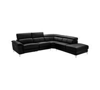 Vente-unique Canapé d'angle Relax électrique en Cuir SITIA - Noir - Angle Droit