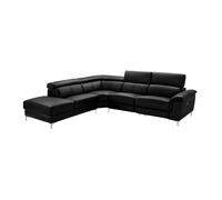 Vente-unique - Canapé d'angle Relax électrique en Cuir SITIA - Noir - Angle Gauche