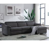 Canapé d'angle relax électrique en tissu anthracite PEDRERA - Angle droit