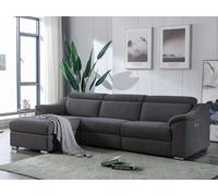 Canapé d'angle relax électrique en tissu anthracite PEDRERA - Angle gauche