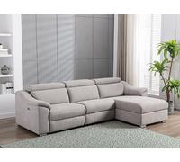 Canapé d'angle relax électrique en tissu gris clair PEDRERA - Angle droit