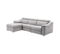 Vente-unique - Canapé d'angle Relax électrique en Tissu Gris Clair PEDRERA - Angle Gauche