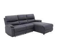 Canapé d'angle droit relax électrique en tissu gris anthracite LUNANO