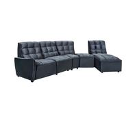 Canapé d'angle relax électrique modulable en velours anthracite ALFORD