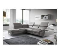 Canapé d'angle relax en 100% tout cuir épais de luxe italien avec relax électrique 5/6 places KASTER taupe angle gauche