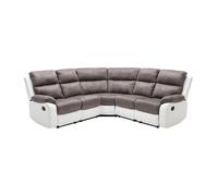 Canapé d'angle relax gris et blanc en microfibre et simili TOLZANO