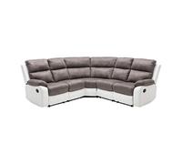 Canapé d'angle relax gris et blanc en microfibre et simili TOLZANO