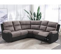 Canapé d'angle relax gris et noir en microfibre et simili TOLZANO