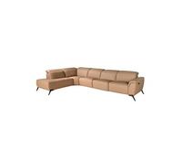 Canapé d'angle relax modulaire gauche en cuir marron 6281, 376 x 240 x 104 cm -