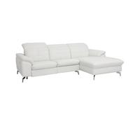 Vente-unique Canapé d'angle Relax électrique en Cuir de Buffle LISMORE - Ivoire - Angle Droit Blanc